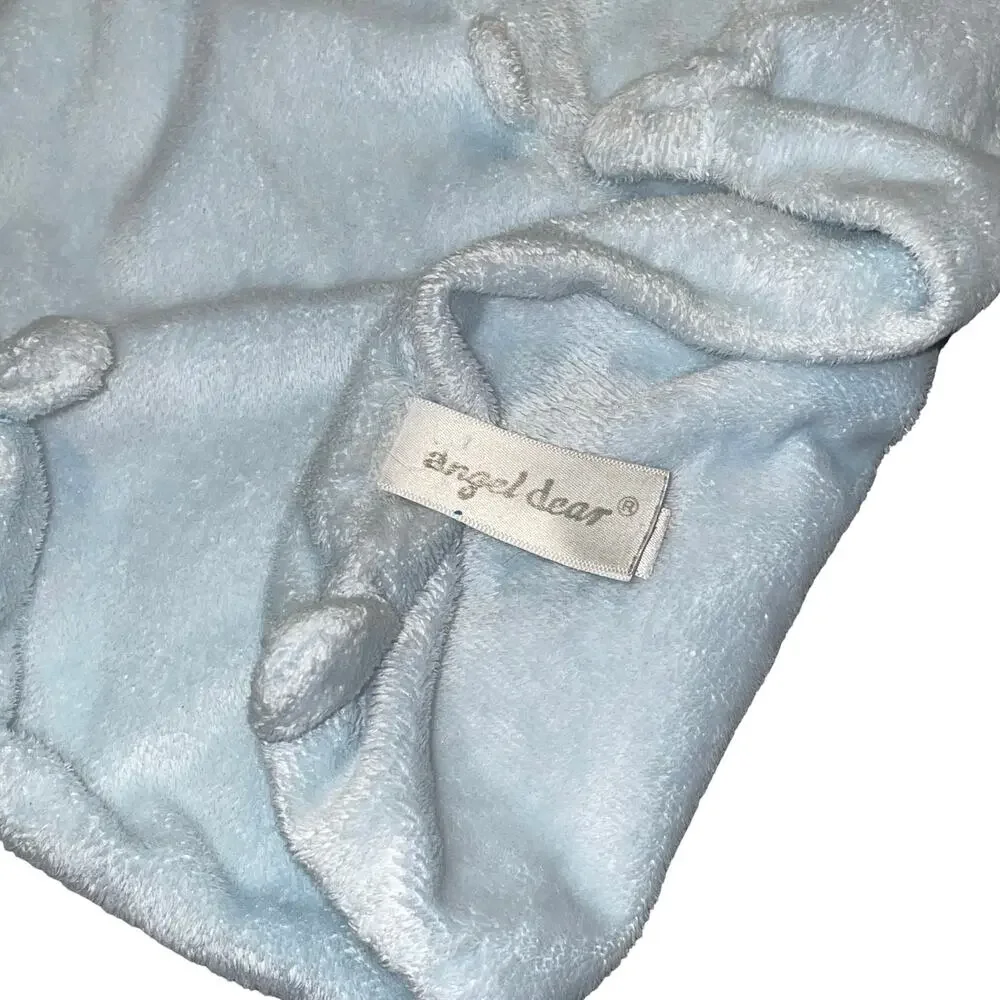 Angel Dear Blue Hippo Baby Lovey Security Blanket Soft Plush Blankie Nursery